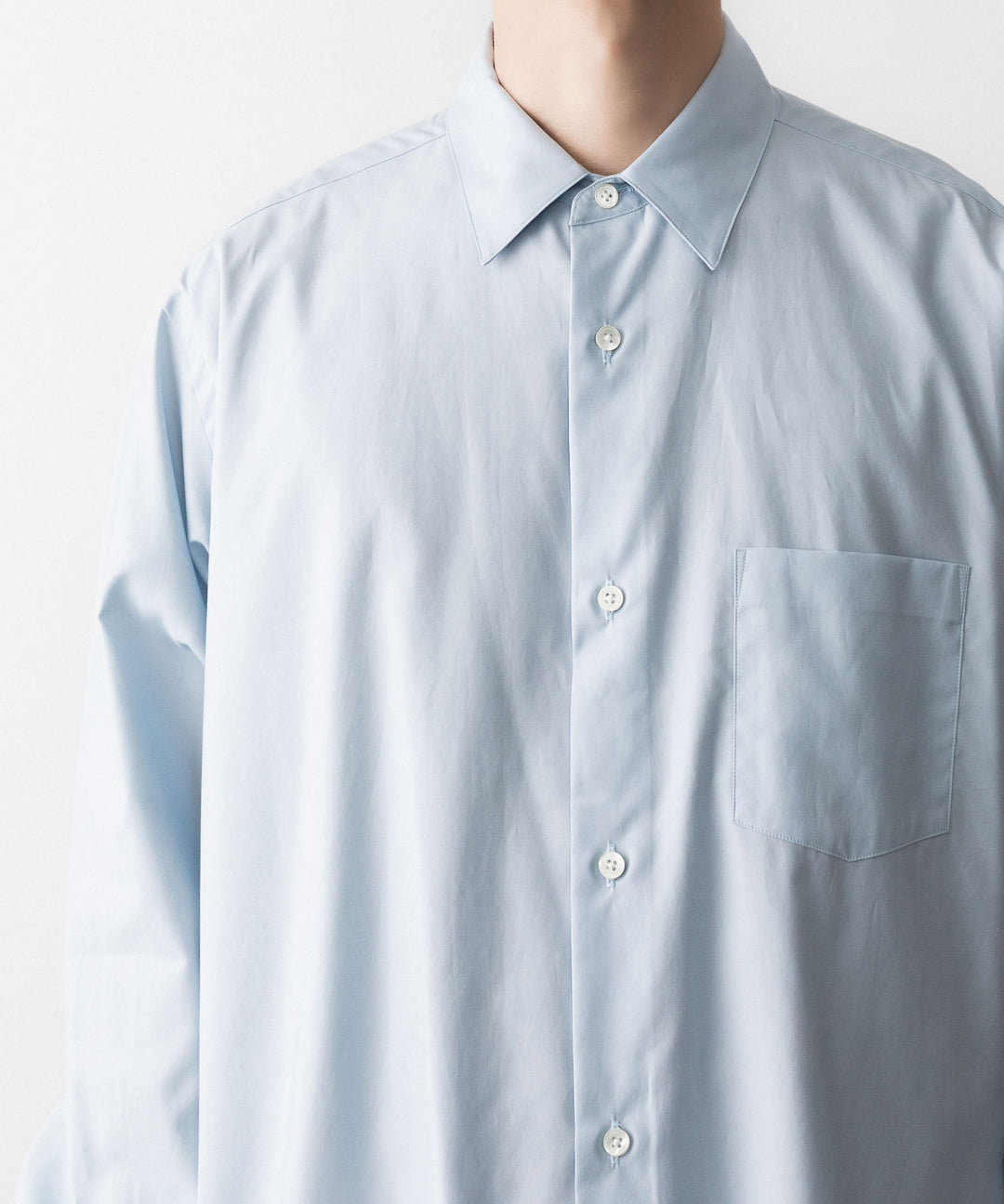 ssstein(シュタイン)の PIMA COTTON OVERSIZED REGULAR COLLAR SHIRT - OFF BLUEの公式通販サイトsession福岡セレクトショップ