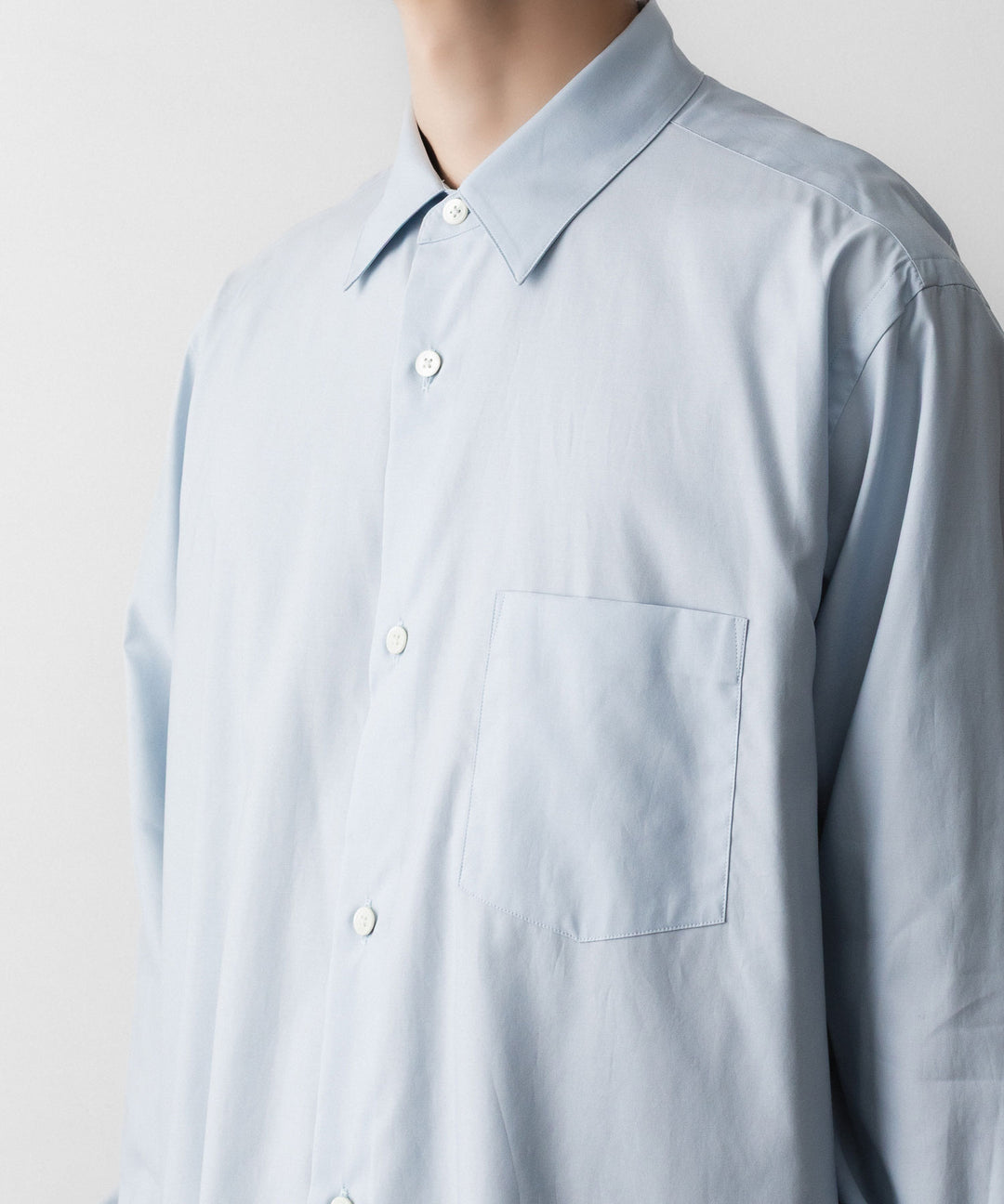 ssstein(シュタイン)の PIMA COTTON OVERSIZED REGULAR COLLAR SHIRT - OFF BLUEの公式通販サイトsession福岡セレクトショップ