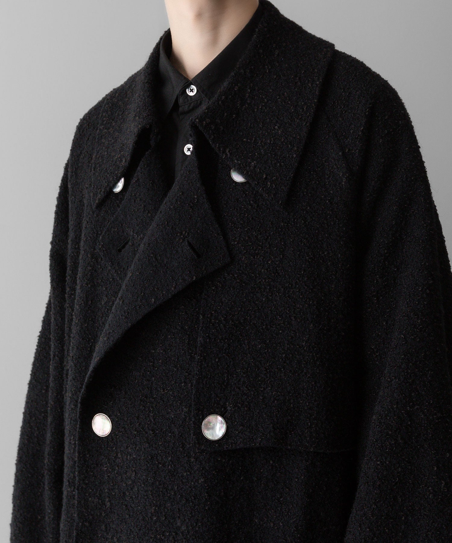 【Fujimoto】REVERSIBLE LESS SEWING COAT - BLACK