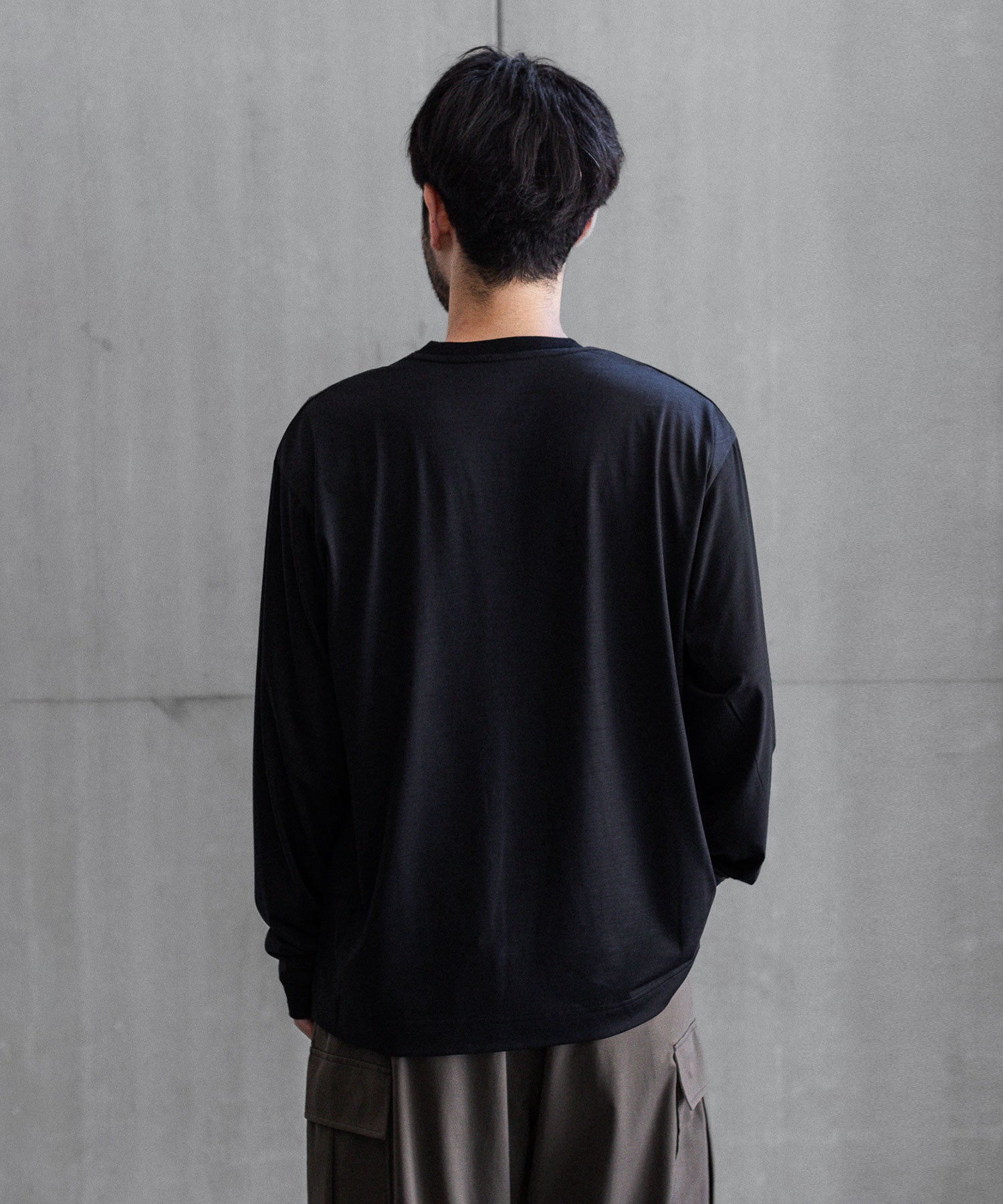 【KANEMASA PHIL.】36G WOOL L/S TEE - BLACK