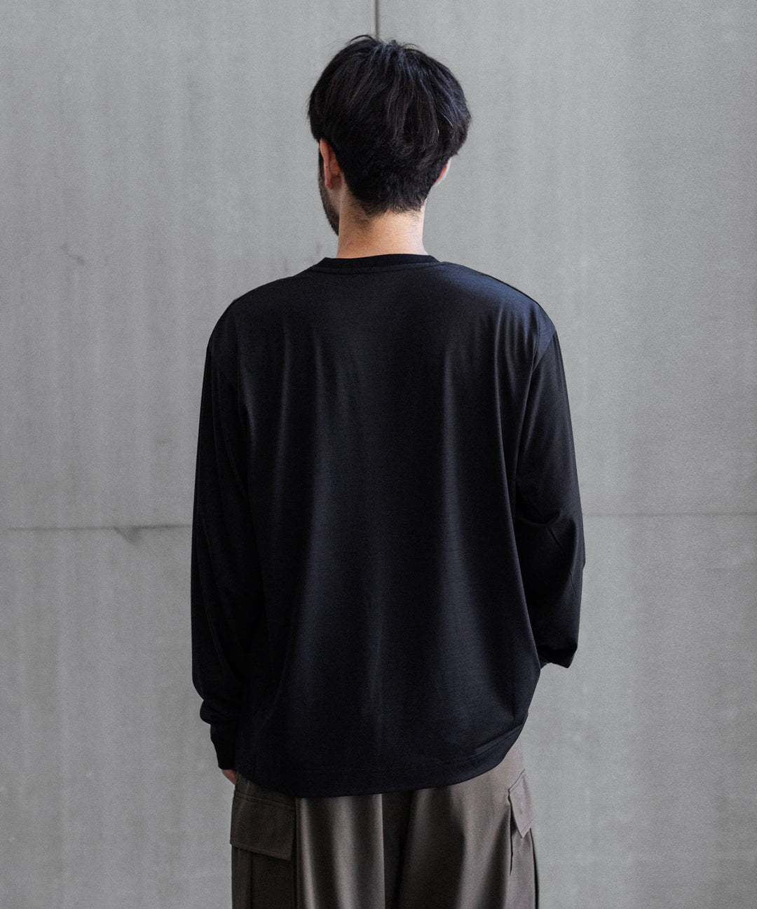 【KANEMASA PHIL.】36G WOOL L/S TEE - BLACK