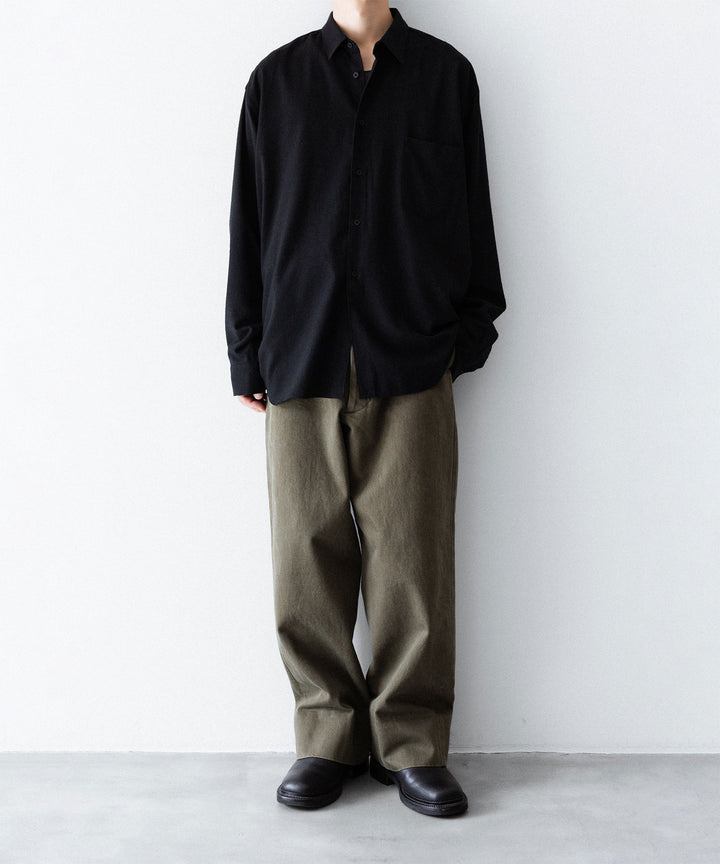 INTÉRIM インテリムのHEAVY PIMA TWILL  BELTED MIL BAGGY TROUSERのARMY GREEN 公式通販サイトsession福岡セレクトショップ