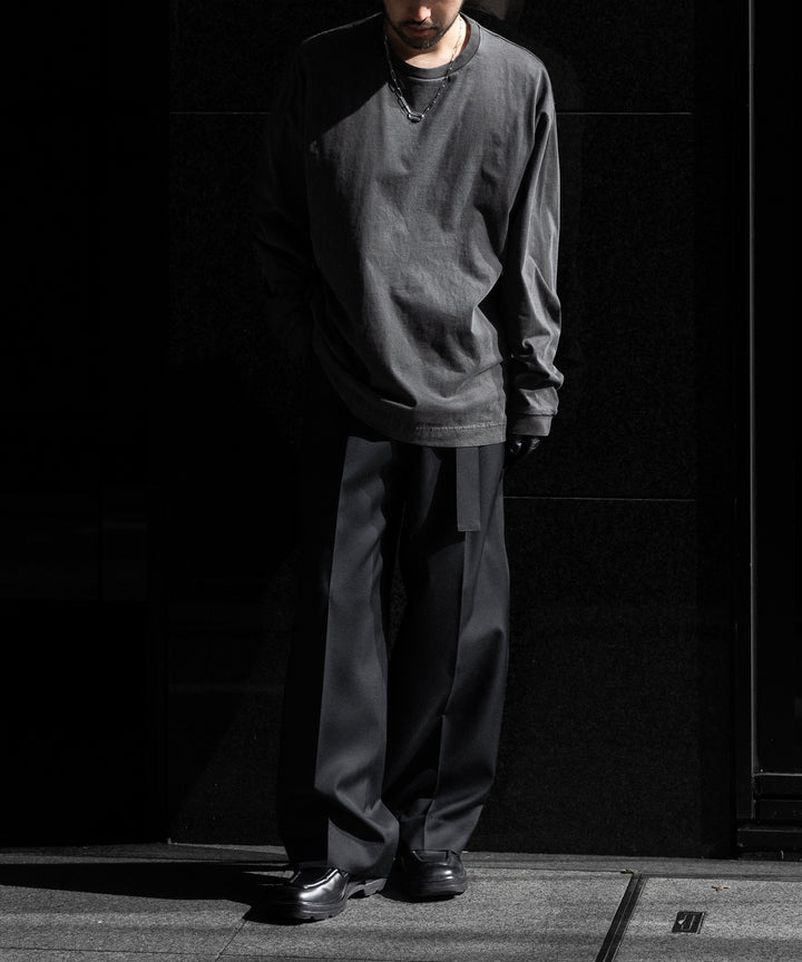 【KANEMASA PHIL.】36G LOW TWIST GARMENT DYE L/S TEE - CHARCOAL PIGMENT