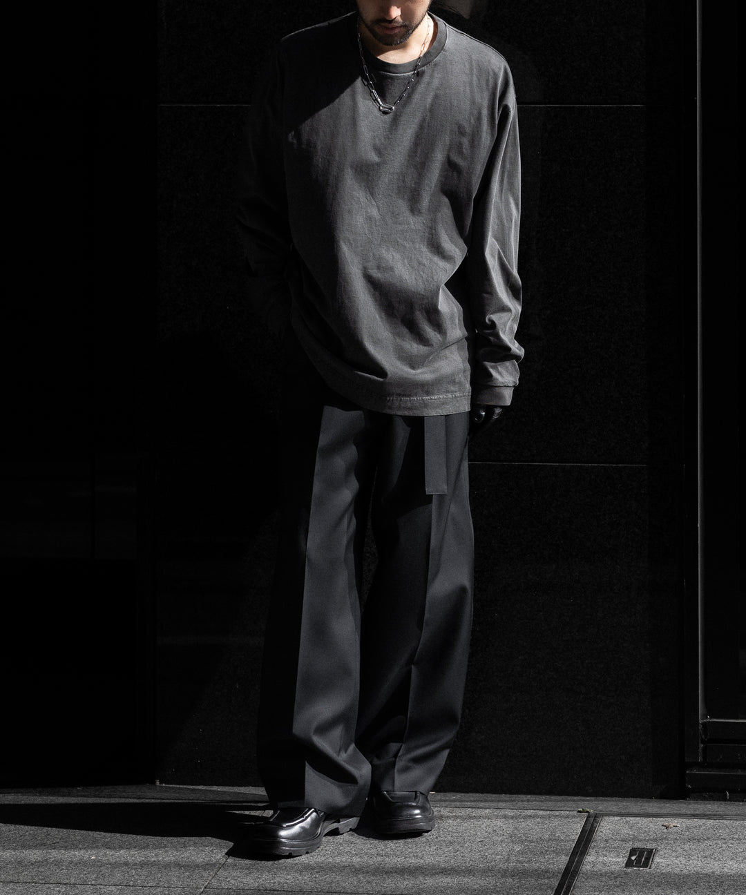 【ssstein】BELTED WIDE TROUSERS - BLACK