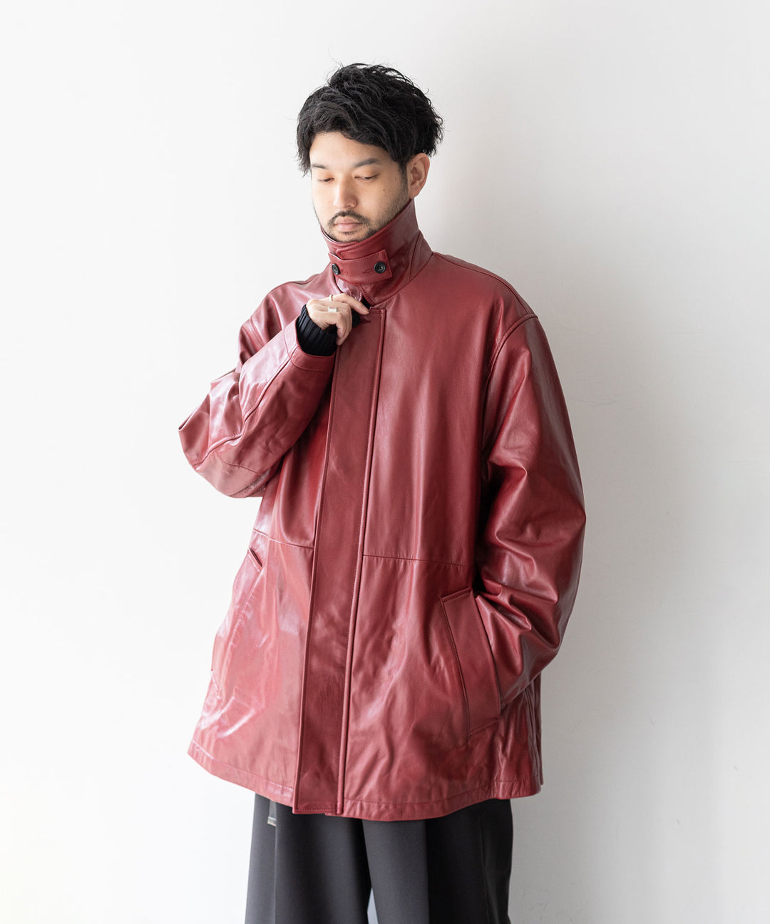 stein(シュタイン)の23AWコレクションLEATHER ZIP JACKETのWINE 公式通販session福岡セレクトショップ
