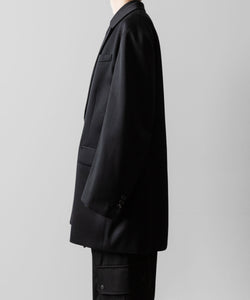 【ssstein】W/SI SATIN PEAK LAPEL SHORT COAT - BLACK