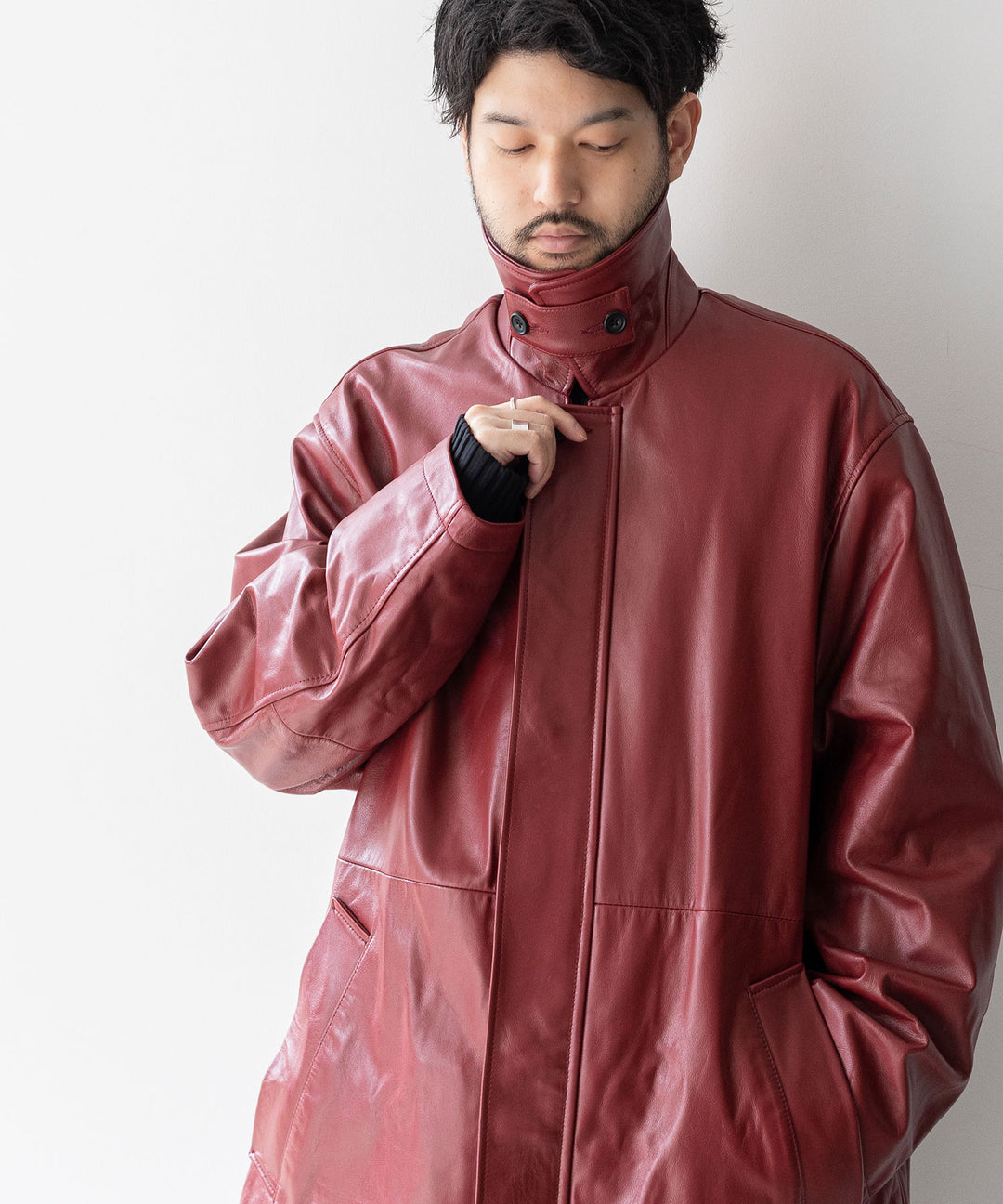 stein(シュタイン)の23AWコレクションLEATHER ZIP JACKETのWINE 公式通販session福岡セレクトショップ