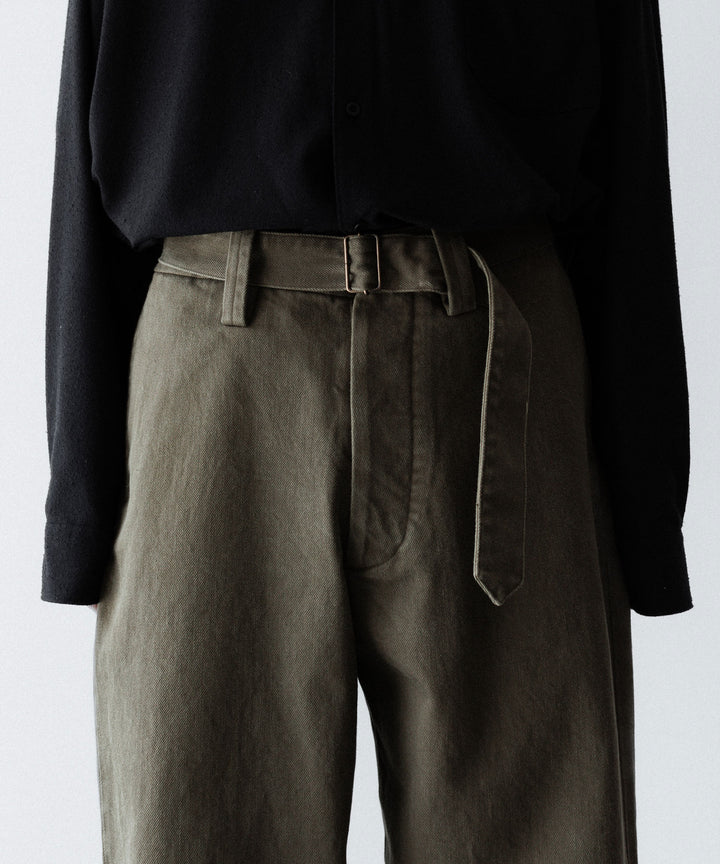 INTÉRIM インテリムのHEAVY PIMA TWILL  BELTED MIL BAGGY TROUSERのARMY GREEN 公式通販サイトsession福岡セレクトショップ