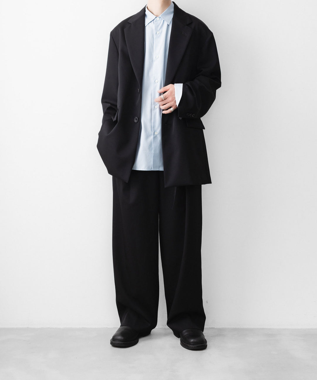 ssstein(シュタイン)の PIMA COTTON OVERSIZED REGULAR COLLAR SHIRT - OFF BLUEの公式通販サイトsession福岡セレクトショップ