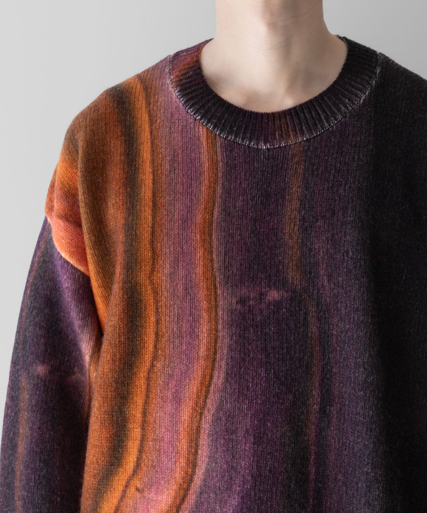 stein / シュタイン】EXTRA FINE LAMBS PRINTED KNIT LS - ORANGE