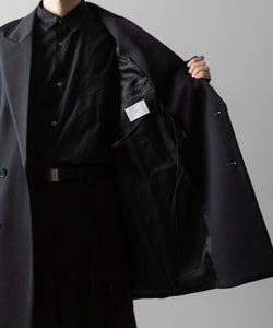 【ssstein】W/SI SATIN PEAK LAPEL SHORT COAT - BLACK