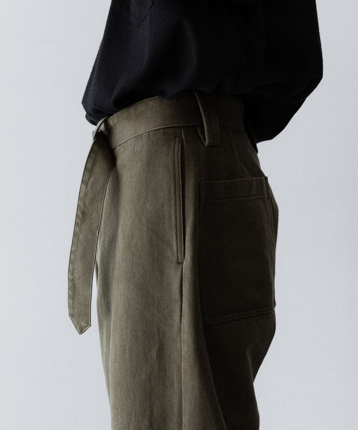 INTÉRIM インテリムのHEAVY PIMA TWILL  BELTED MIL BAGGY TROUSERのARMY GREEN 公式通販サイトsession福岡セレクトショップ