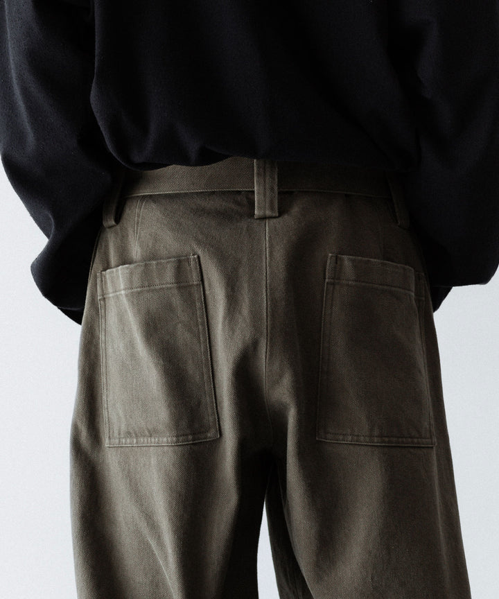 INTÉRIM インテリムのHEAVY PIMA TWILL  BELTED MIL BAGGY TROUSERのARMY GREEN 公式通販サイトsession福岡セレクトショップ