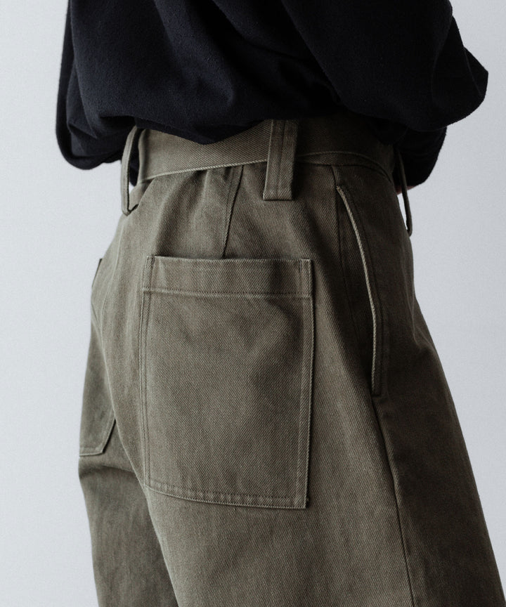 INTÉRIM インテリムのHEAVY PIMA TWILL  BELTED MIL BAGGY TROUSERのARMY GREEN 公式通販サイトsession福岡セレクトショップ