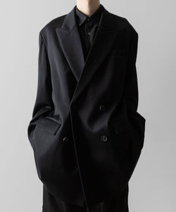 【ssstein】W/SI SATIN PEAK LAPEL SHORT COAT - BLACK