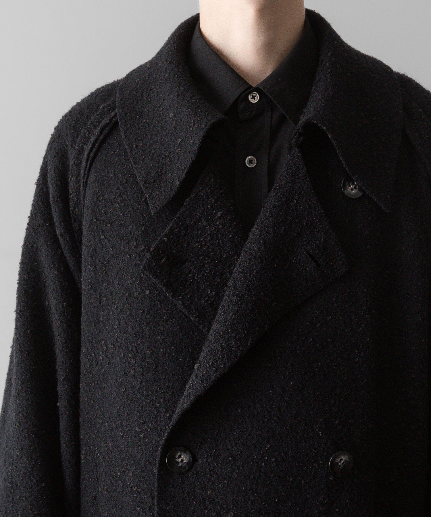 【Fujimoto】REVERSIBLE LESS SEWING COAT - BLACK