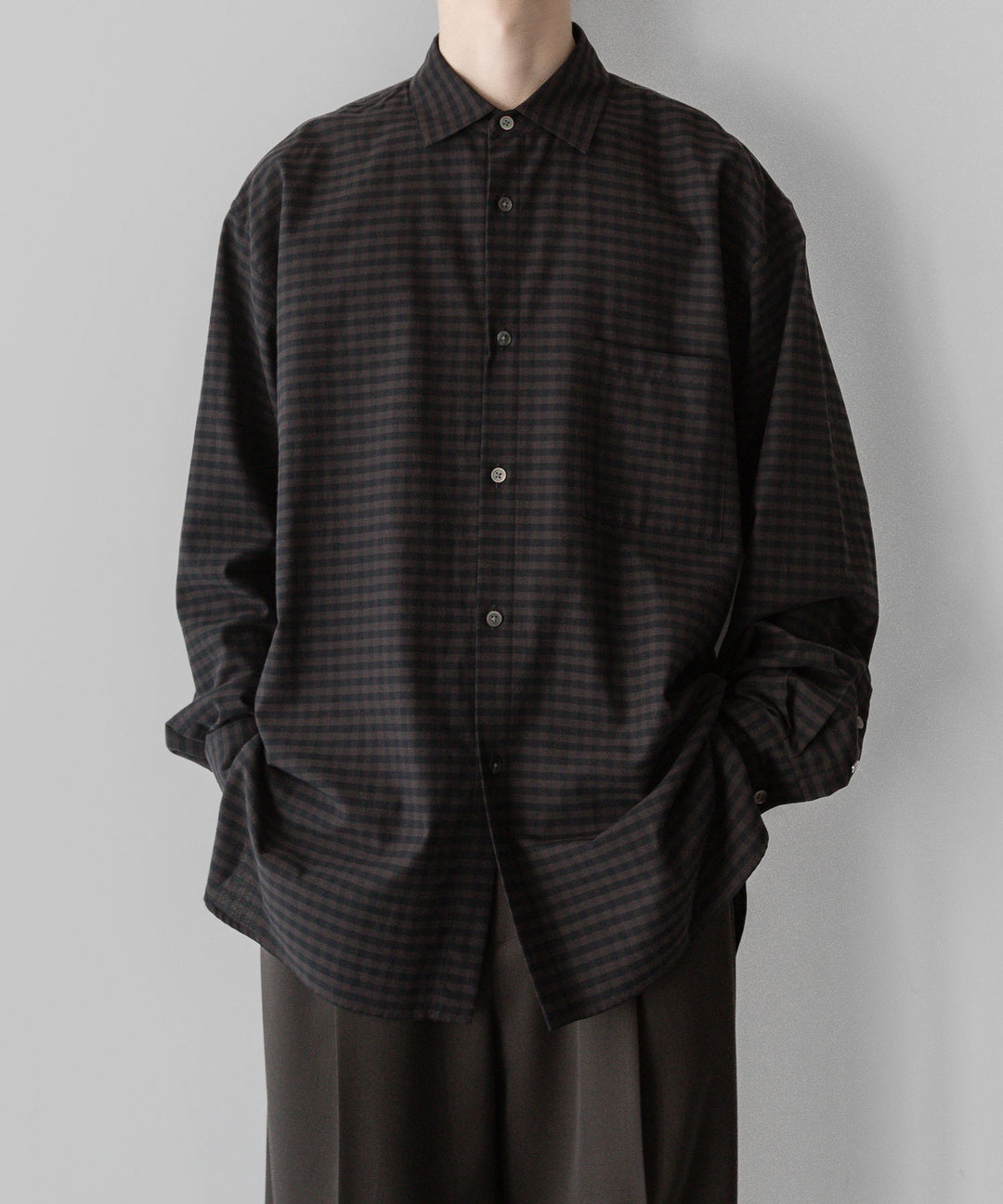 ssstein stein(シュタイン)の24SSコレクションOVERSIZED DOWN PAT SHIRTのGINGHAM(KHAKI)公式通販サイトsession福岡セレクトショップ