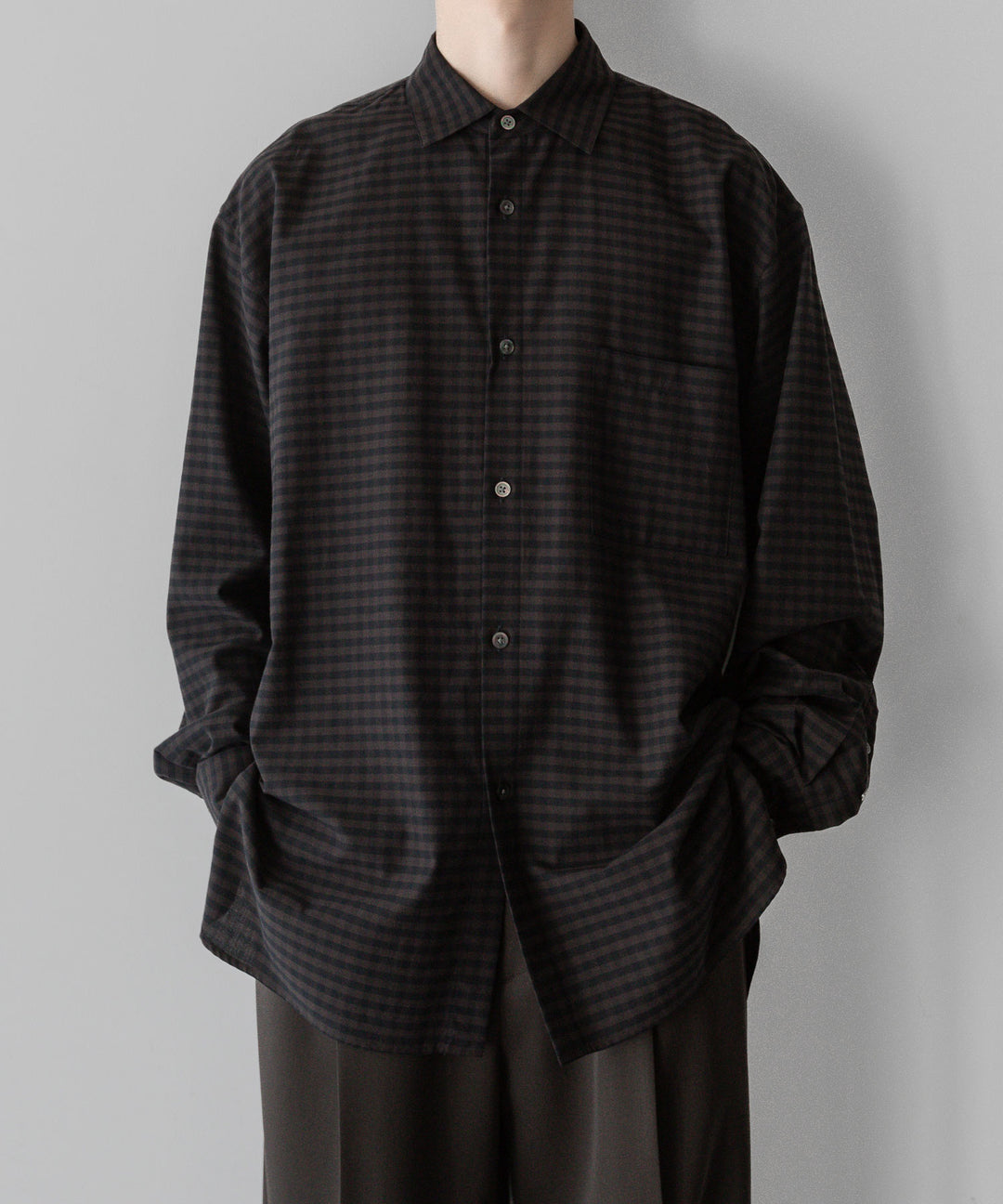 ssstein stein(シュタイン)の24SSコレクションOVERSIZED DOWN PAT SHIRTのGINGHAM(KHAKI)公式通販サイトsession福岡セレクトショップ