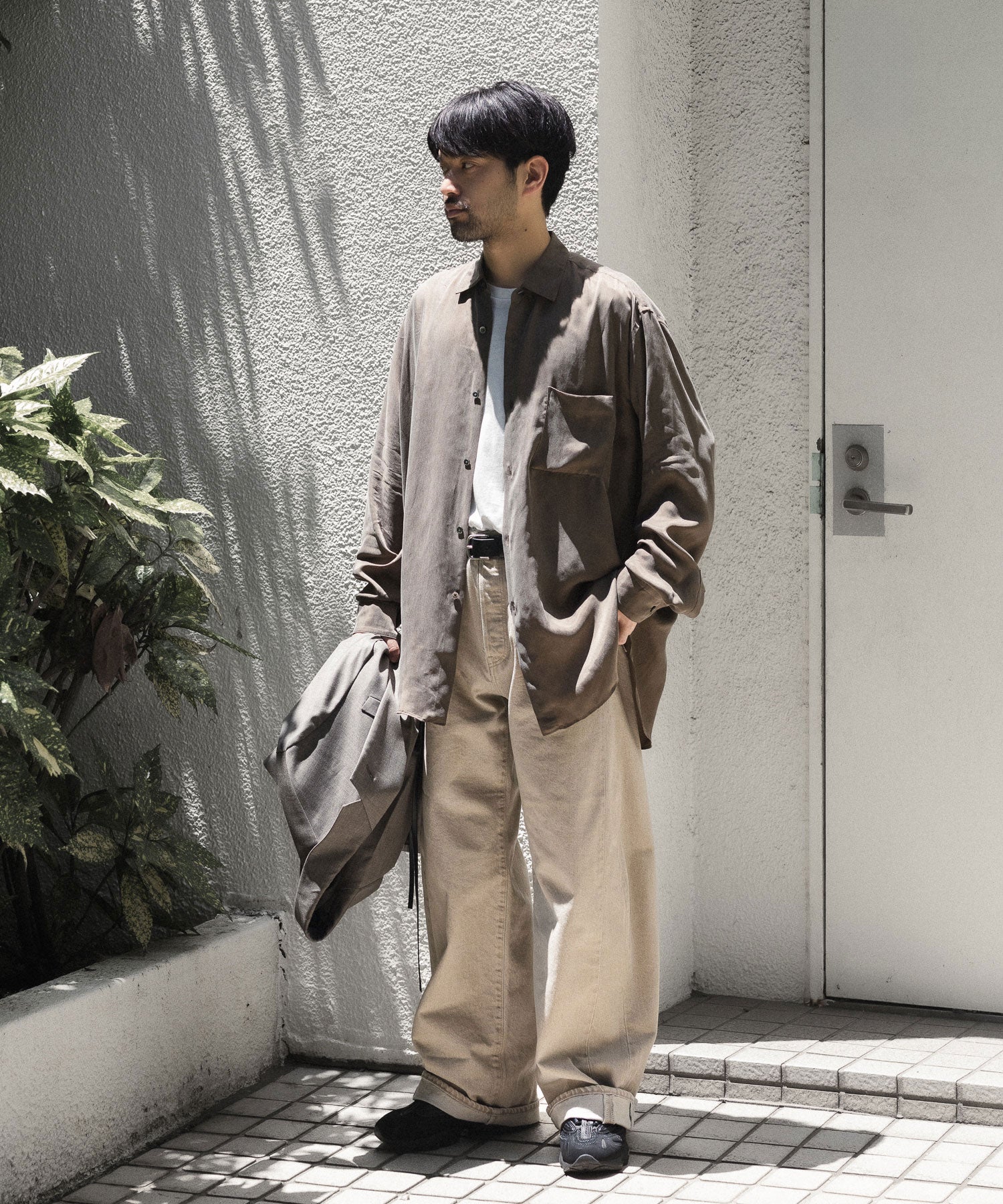 ssstein / シュタイン】CUPRO FIBRIL OVERSIZED LS SHIRT - KHAKI
