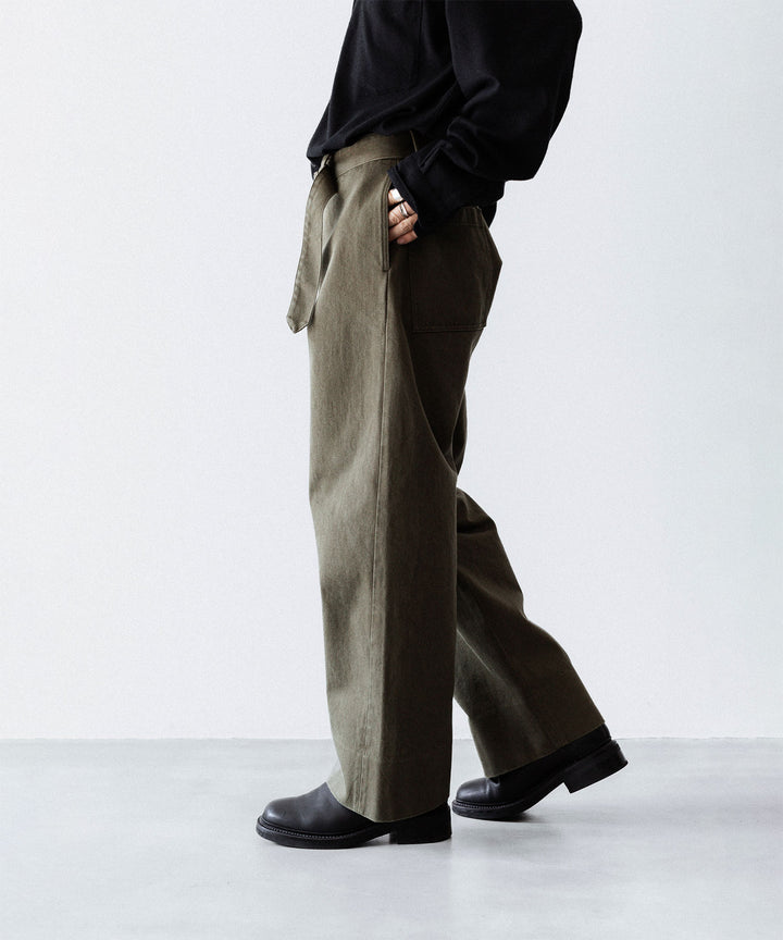 INTÉRIM インテリムのHEAVY PIMA TWILL  BELTED MIL BAGGY TROUSERのARMY GREEN 公式通販サイトsession福岡セレクトショップ