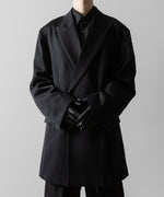 画像をギャラリービューアに読み込む, 【ssstein】W/SI SATIN PEAK LAPEL SHORT COAT - BLACK
