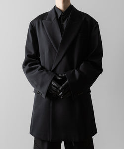 【ssstein】W/SI SATIN PEAK LAPEL SHORT COAT - BLACK