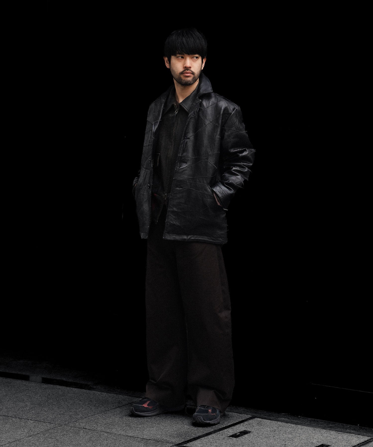【美品】  ANTHEM A / アンセムエー | 2026SS | COW LEATHER UNEVEN JACKET パッチワーク レザージャケット | L | ブラック | メンズ ANTHEM A / アンセムエー】COW LEATHER UNEVEN JACKET - BLACK | 公式