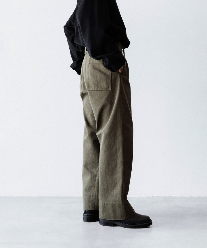 INTÉRIM インテリムのHEAVY PIMA TWILL  BELTED MIL BAGGY TROUSERのARMY GREEN 公式通販サイトsession福岡セレクトショップ