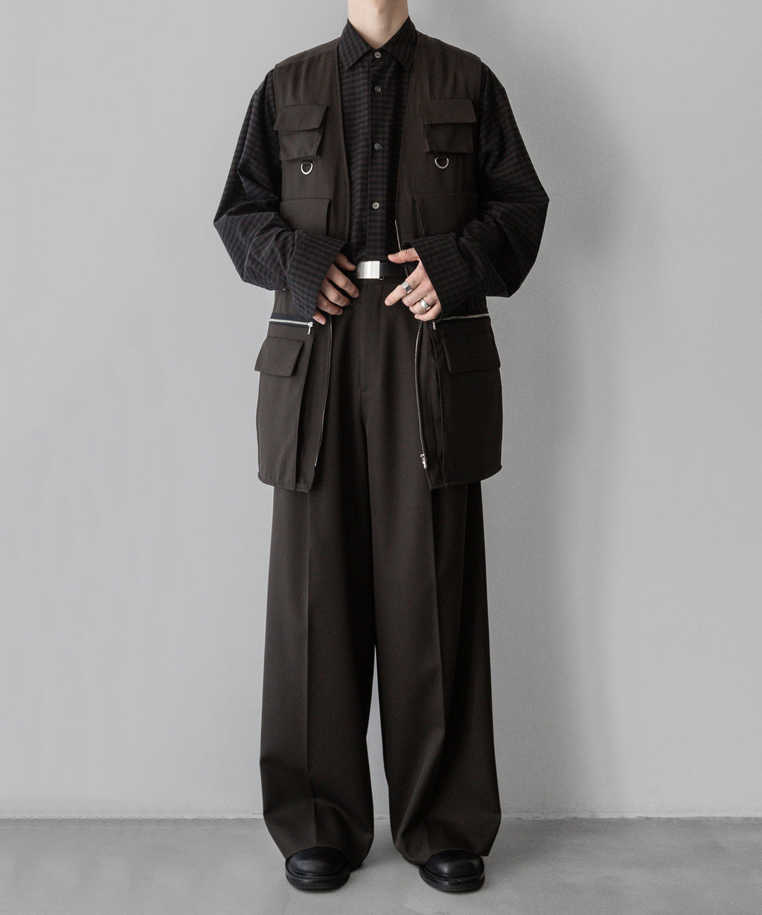 ssstein stein(シュタイン)の24SSコレクションOVERSIZED DOWN PAT SHIRTのGINGHAM(KHAKI)公式通販サイトsession福岡セレクトショップ