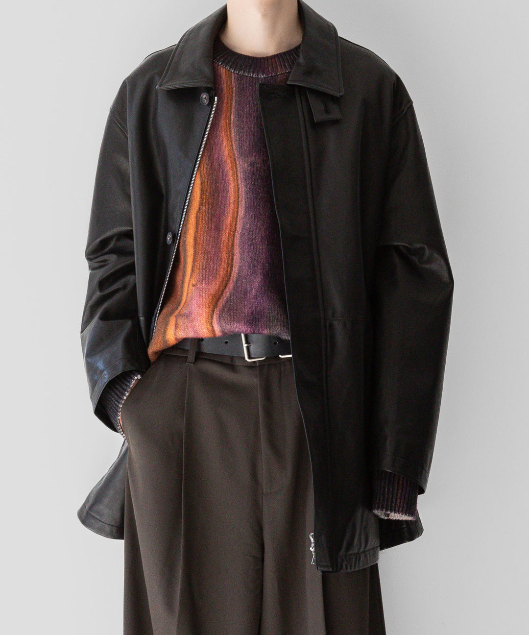 stein(シュタイン)の23AWコレクションEXTRA FINE LAMBS PRINTED KNIT LSのORANGE