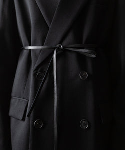 【ssstein】W/SI SATIN PEAK LAPEL SHORT COAT - BLACK