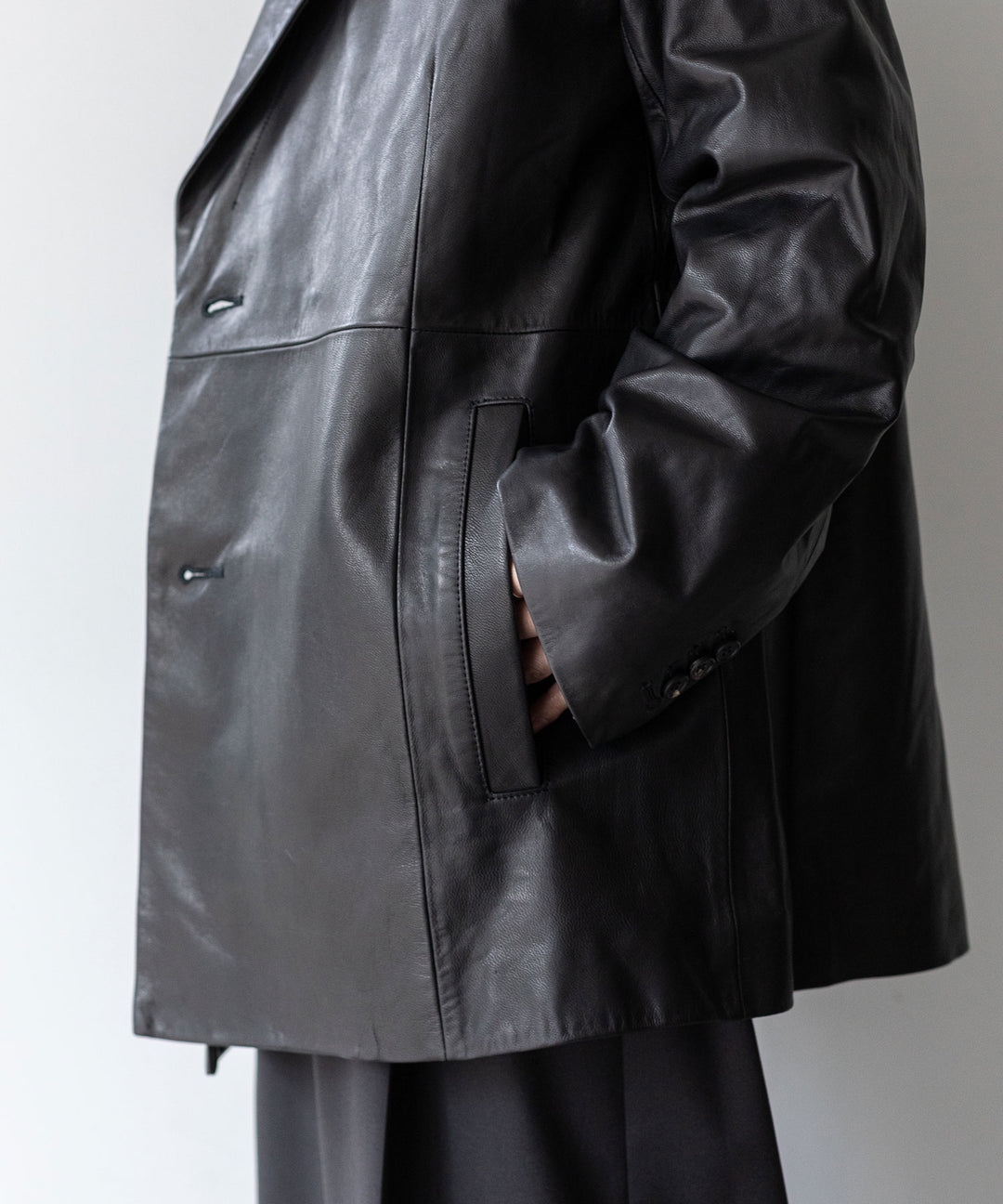 【stein】シュタインのLEATHER DOUBLE BREASTED JACKET - BLACK 公式通販session福岡セレクトショップ