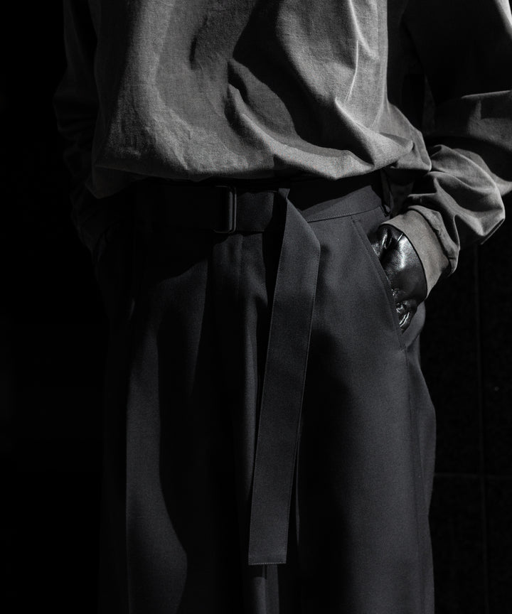 【ssstein】BELTED WIDE TROUSERS - BLACK