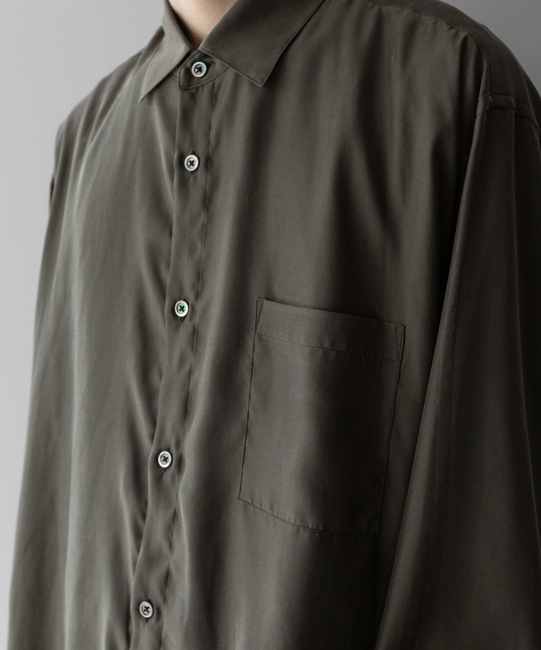 【stein】ssstein シュタインのOVERSIZED CUPRO LS SHIRT - GREY KHAKI 公式通販サイトsession福岡セレクトショップ