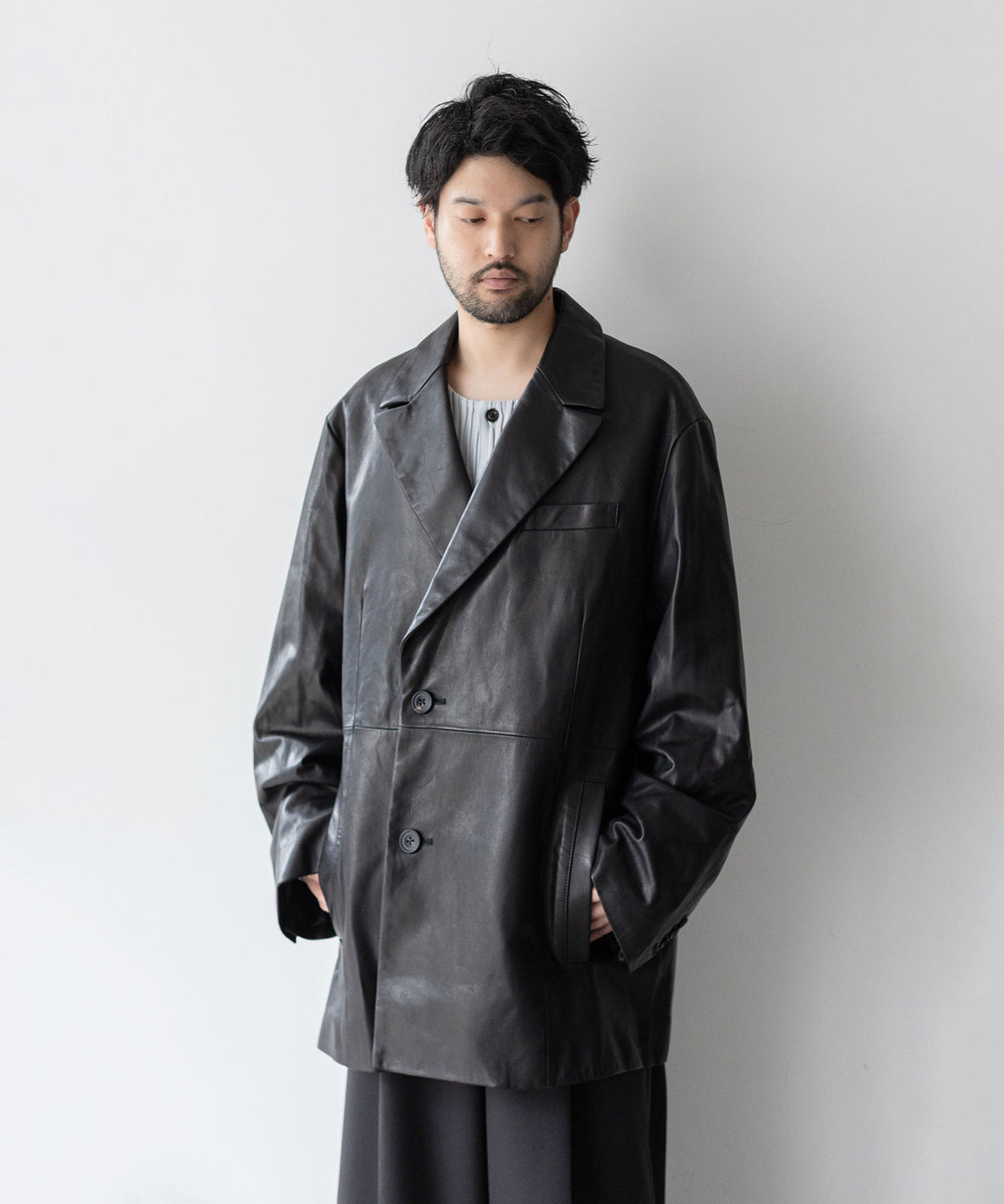 【stein】シュタインのLEATHER DOUBLE BREASTED JACKET - BLACK 公式通販session福岡セレクトショップ