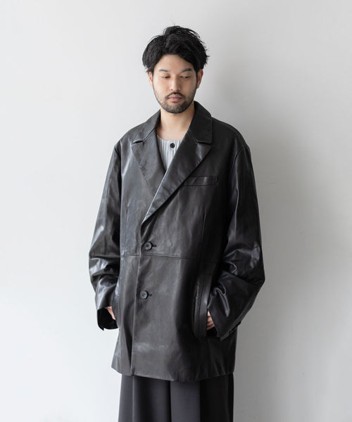 stein / シュタインLEATHER DOUBLE BREASTED JACKET   BLACK   公式