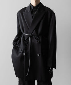 【ssstein】W/SI SATIN PEAK LAPEL SHORT COAT - BLACK