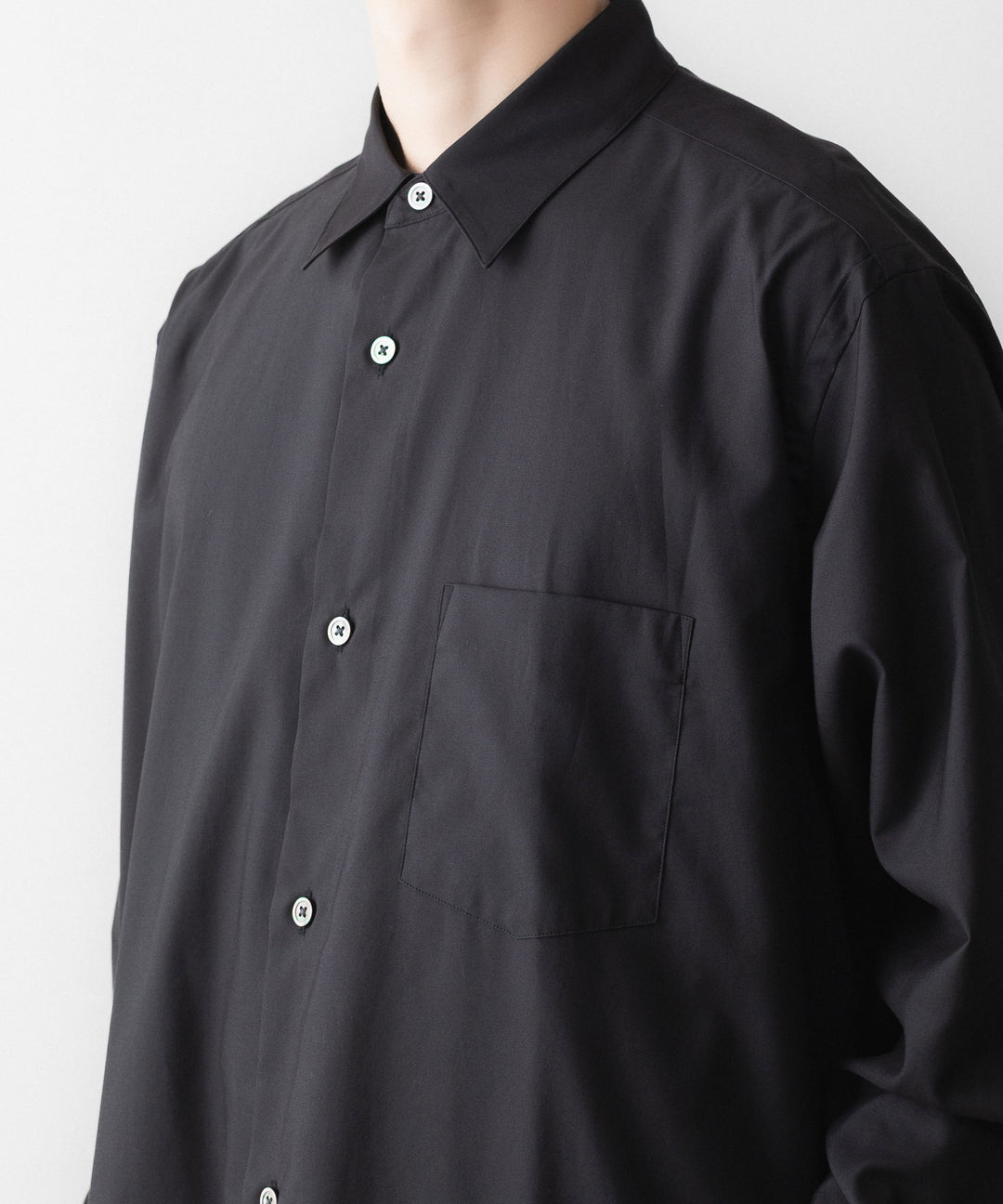 ssstein(シュタイン)の PIMA COTTON OVERSIZED REGULAR COLLAR SHIRT - BLACKの公式通販サイトsession福岡セレクトショップ