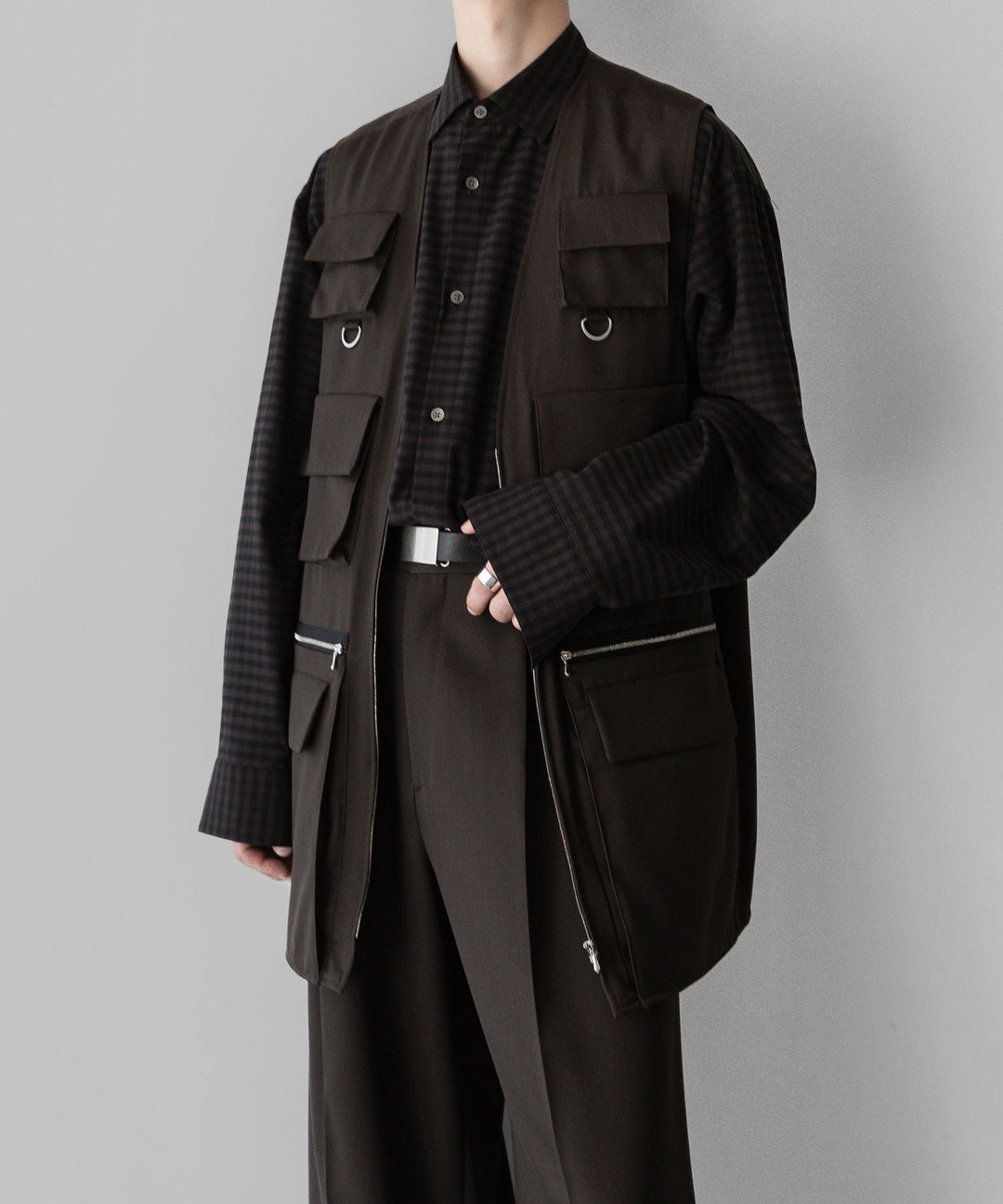 ssstein stein(シュタイン)の24SSコレクションOVERSIZED DOWN PAT SHIRTのGINGHAM(KHAKI)公式通販サイトsession福岡セレクトショップ