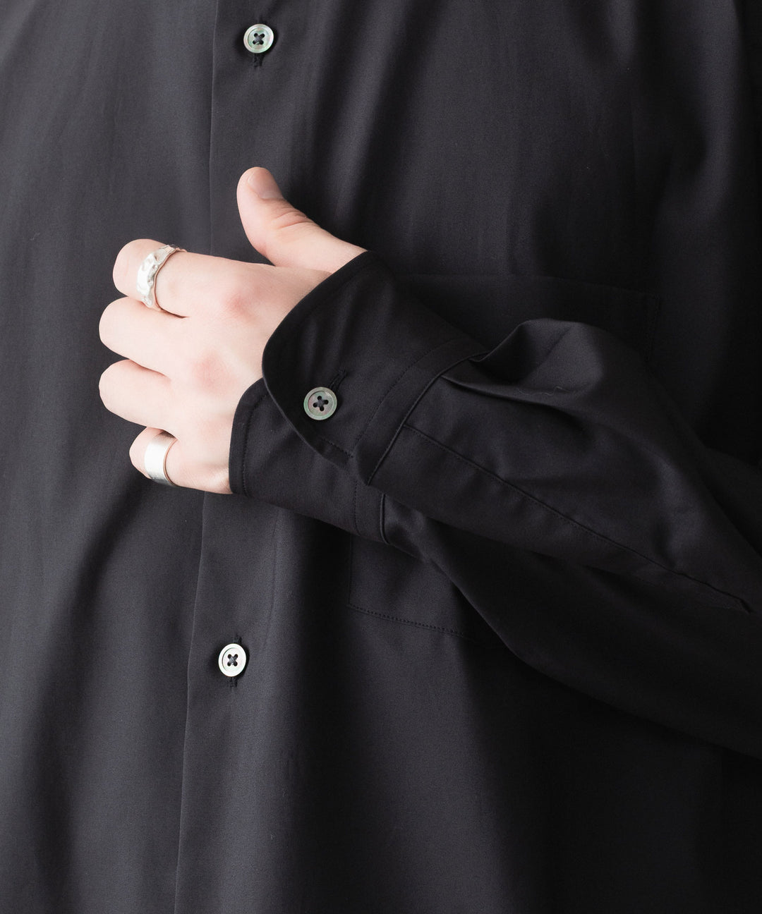 ssstein(シュタイン)の PIMA COTTON OVERSIZED REGULAR COLLAR SHIRT - BLACKの公式通販サイトsession福岡セレクトショップ