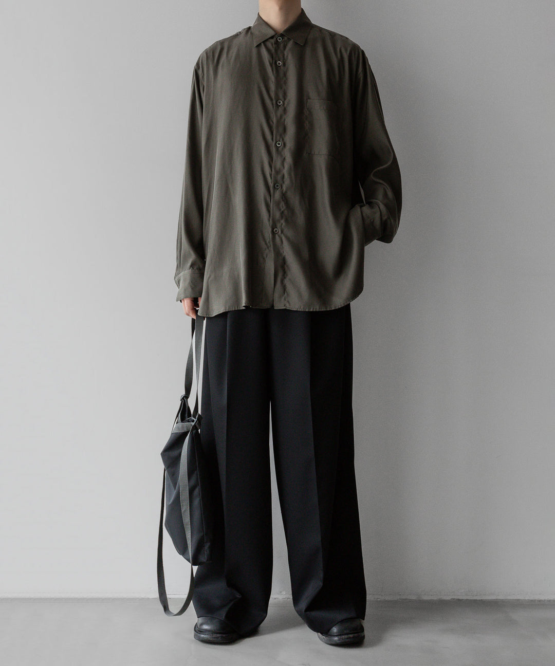 【stein】ssstein シュタインのOVERSIZED CUPRO LS SHIRT - GREY KHAKI 公式通販サイトsession福岡セレクトショップ