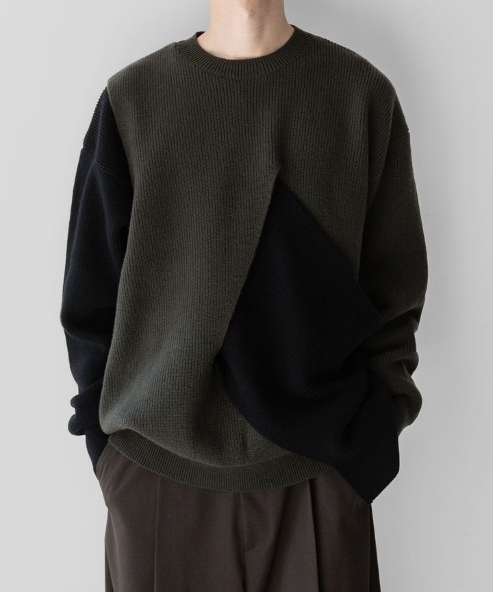 stein(シュタイン)の23AWコレクションCROSSOVER KNIT LSのMILITARY KHAKI × BLACK