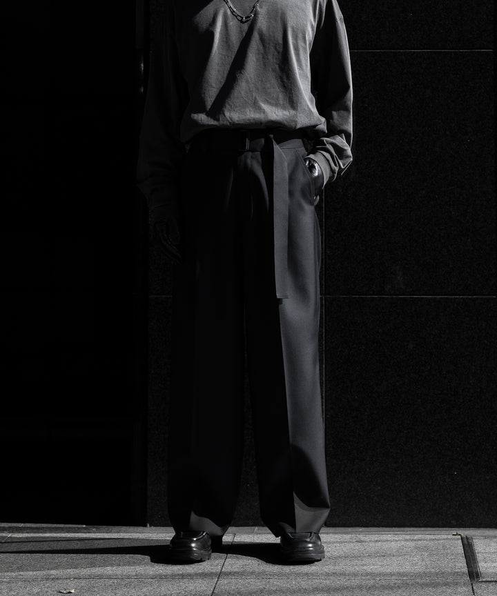 【ssstein】BELTED WIDE TROUSERS - BLACK