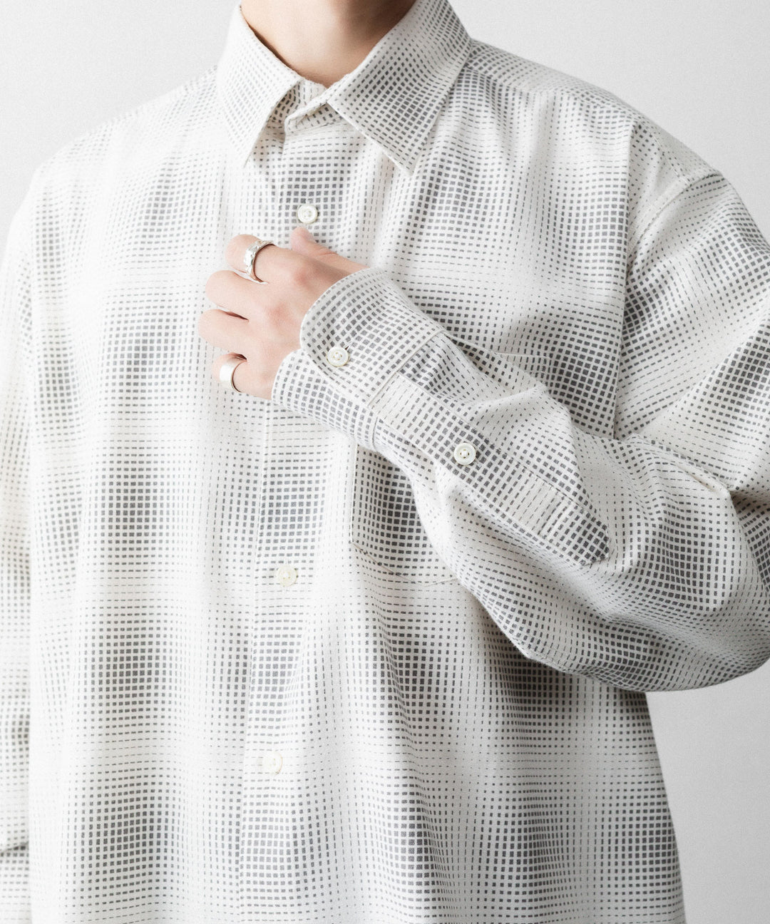 REVERBERATE リバーバレイトのFLANNEL SHIRTのWHITE×GREY 公式通販サイトsession福岡セレクトショップ