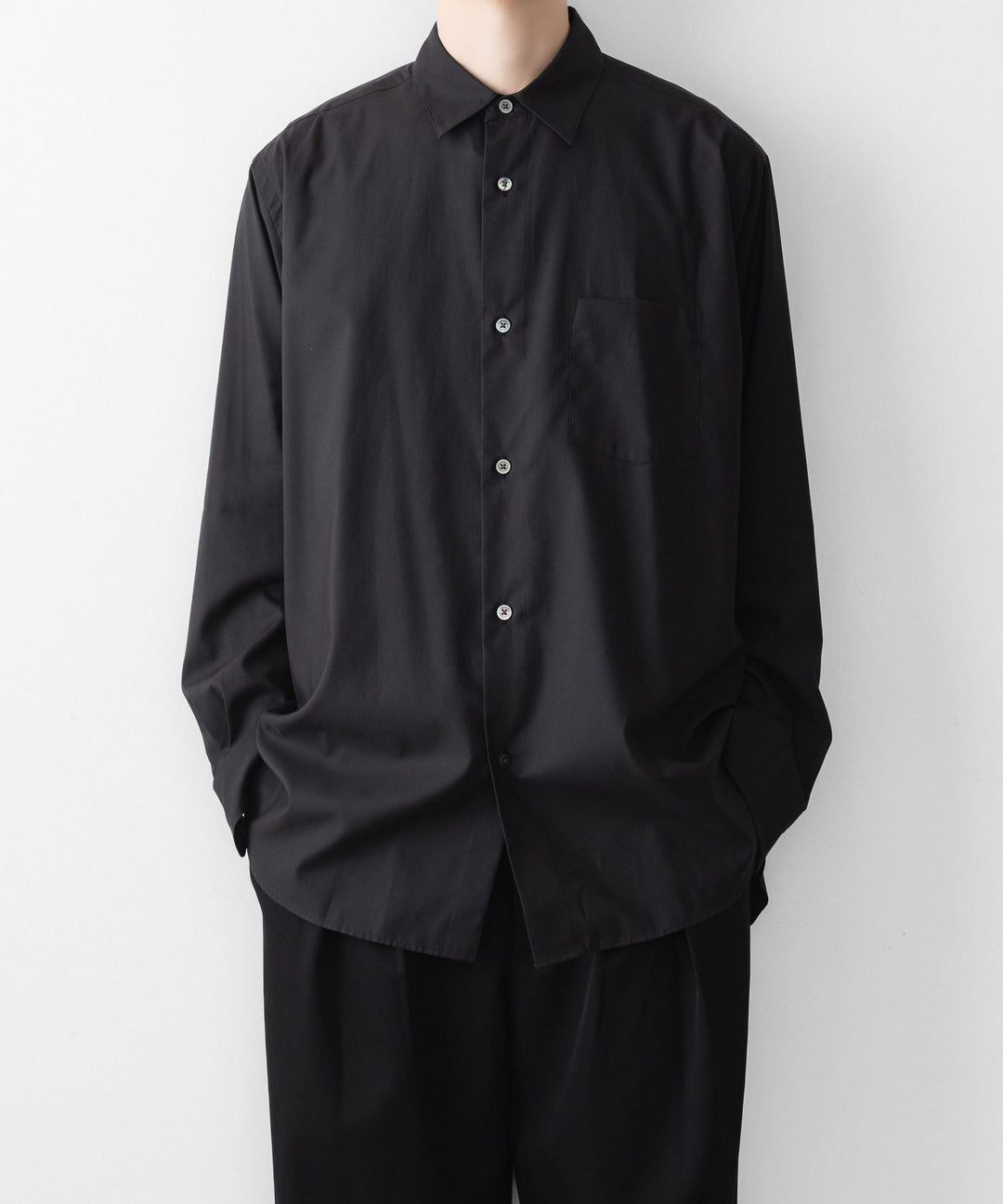 ssstein(シュタイン)の PIMA COTTON OVERSIZED REGULAR COLLAR SHIRT - BLACKの公式通販サイトsession福岡セレクトショップ