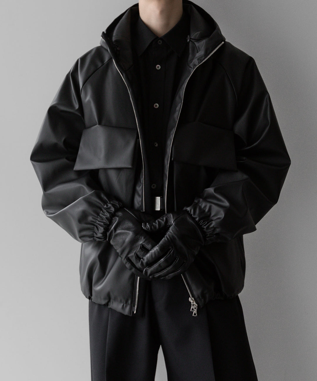 stein(シュタイン)の24SSコレクションHOODED SHORT JACKETのBLACK(CORTING)  代替テキストを編集