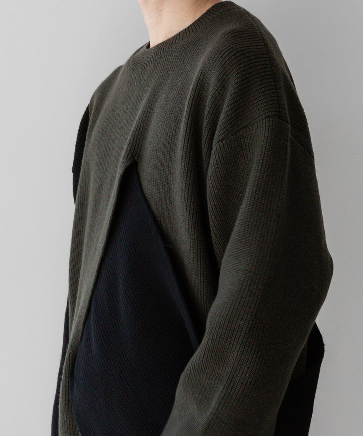 stein(シュタイン)の23AWコレクションCROSSOVER KNIT LSのMILITARY KHAKI × BLACK