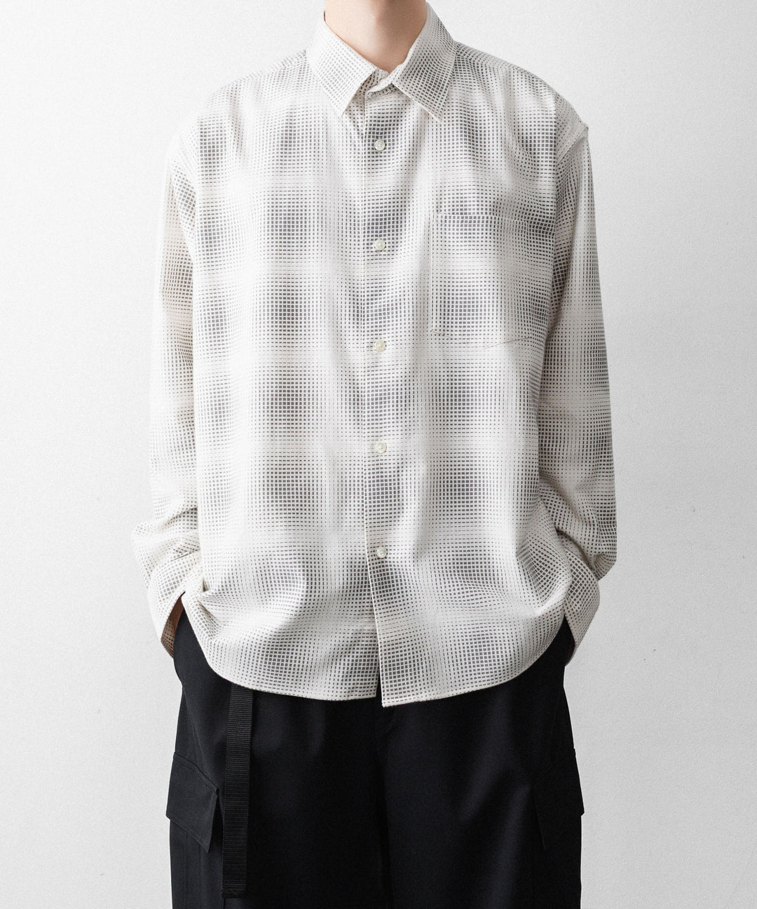 REVERBERATE リバーバレイトのFLANNEL SHIRTのWHITE×GREY 公式通販サイトsession福岡セレクトショップ