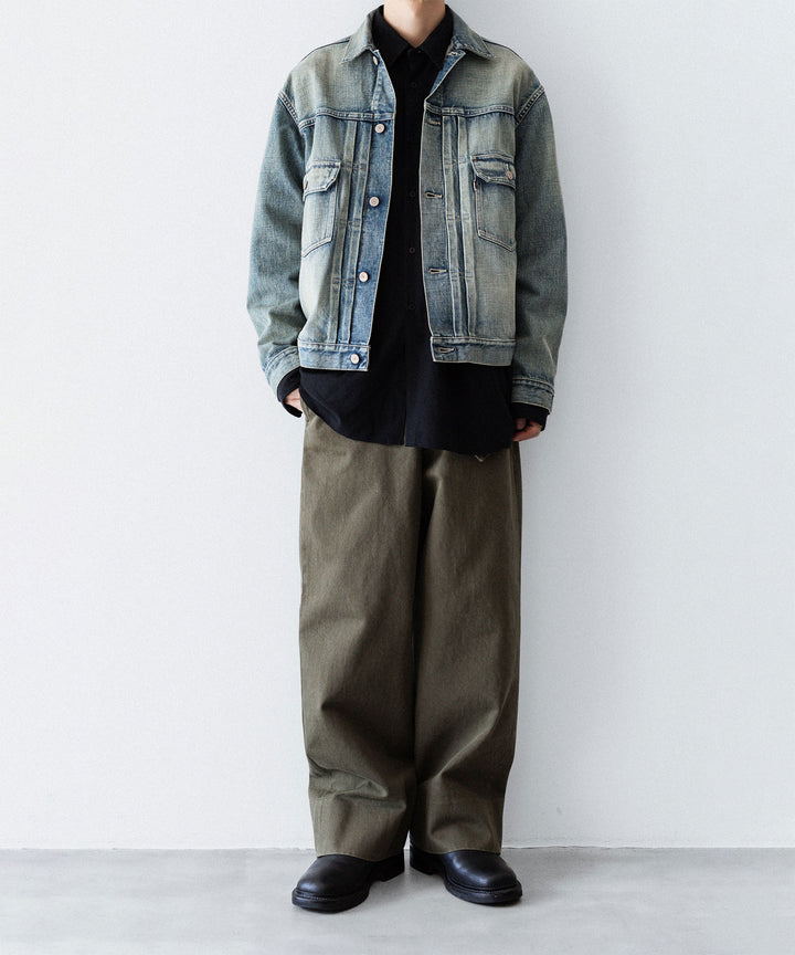 INTÉRIM インテリムのHEAVY PIMA TWILL  BELTED MIL BAGGY TROUSERのARMY GREEN 公式通販サイトsession福岡セレクトショップ