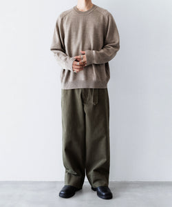 INTÉRIM/インテリム】HEAVY PIMA TWILL BELTED MIL BAGGY TROUSER